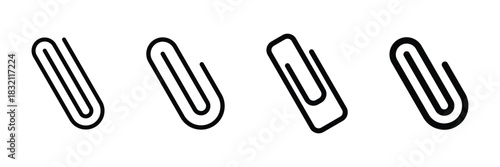 Modern thin black paperclip icon set. Paper clip outline icon. Paper clip icon. Paperclip office vector design. Paper clip. Isolated icons on white background