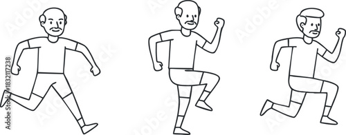 A set of three male runners in outline vector style, ideal for fitness and sports-related designs