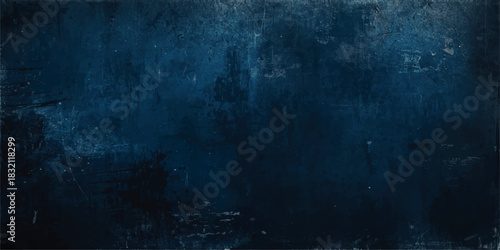 Grunge Decorative dark foresty blue Dark Stucco Wall Background. scratches, and faded paint. Softly lit center and dark edges with a moody, industrial, vintage, cinematic look in deep emerald tones.