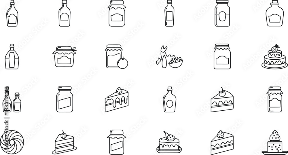 Fototapeta premium Collection of hand drawn food and drink icons in a doodle style