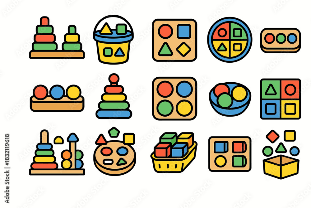 Fototapeta premium Colorful educational shape toys for children's cognitive development
