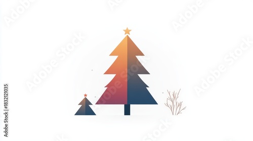 Christmas background with xmas tree, Merry Christmas greeting card, Winter holiday theme, Space for text