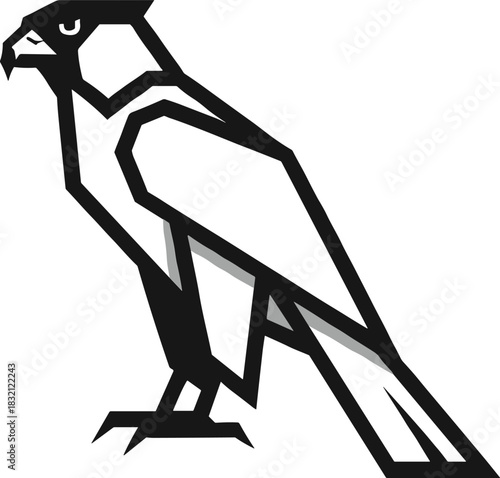 Modern geometric falcon illustration featuring bold angular lines and minimalist vector styling for a striking contemporary design