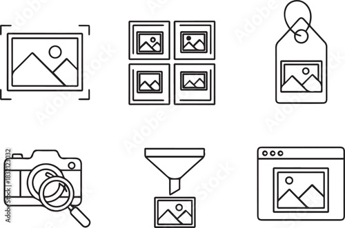 Collection of Image Editing and Management Icons.