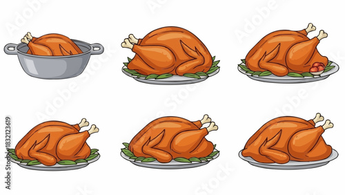 Orange set of Halloween pumpkin icons for autumn harvest design and illustration