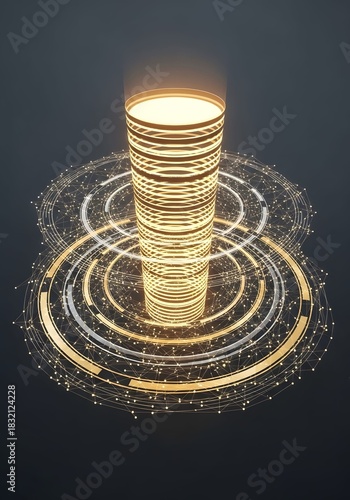 The Core of Innovation,  A Glowing Tower of Data and Connectivity