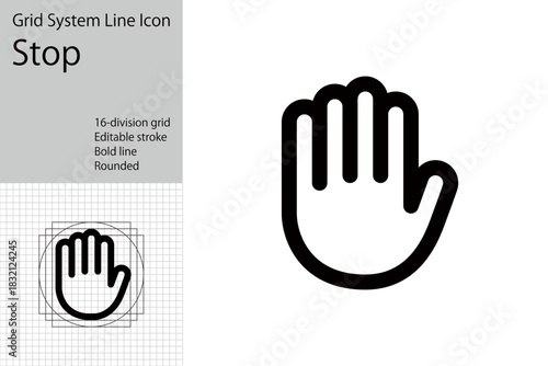 Simple hand icon, stop sign, stop gesture