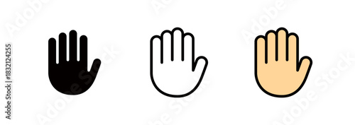 Simple hand icon, stop sign, stop gesture
