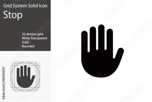 Simple hand icon, stop sign, stop gesture