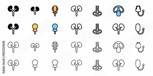 Collection of medical and health related icons in various styles