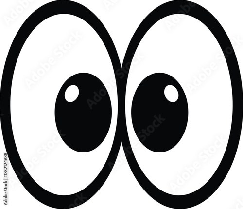 Cartoon eyes wide open looking upward illustration