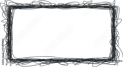 A decorative scribble frame in black outline vector style, perfect for creative projects and artistic designs
