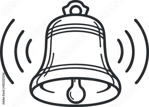 A ringing bell icon in outline style, ideal for notifications or alert systems in digital applications