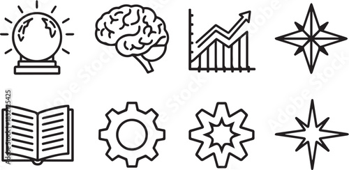 Diverse Icons Representing Knowledge Growth and Innovation.