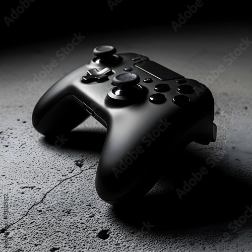 Video game controller on textured surface with dramatic lighting for gaming