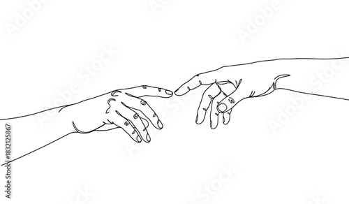 Minimalist hand connection depiction in black and white silhouette style a symbol of unity touch and shared humanity silhouette
