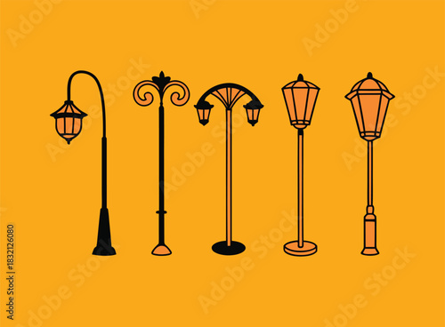 lamp post icon vector silhouette 