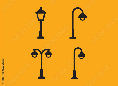 lamp post icon vector silhouette 