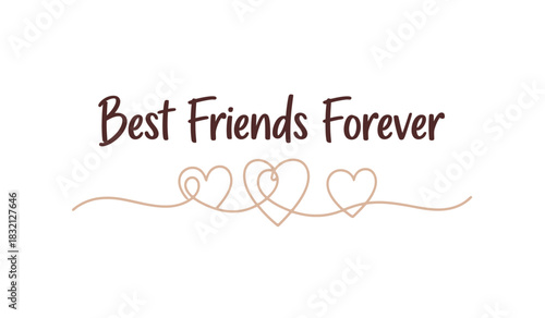 Best friends forever text with heart silhouette design for friendship day celebration a cute minimalist silhouette style illustration for cards and social media posts silhouette