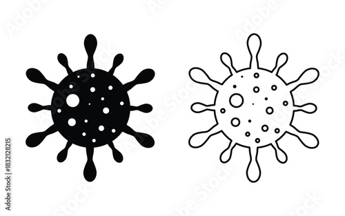 Bacteria icon set in flat and line style. virus and bacteria icon, representing harmful germs, microorganisms, and infection.