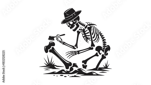 Skeleton archeologist vector illustration design for print