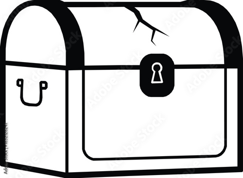 wooden treasure chest black silhouette vector,Classic treasure chest icon illustration