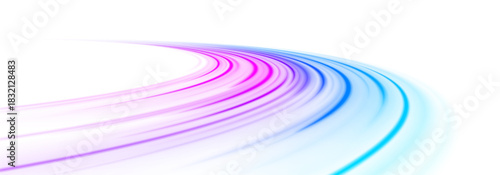 Expressway road with neon ray and digital glow. A flowing light swirl with bright streaks.