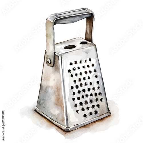 Elegant metal kitchen grater painting design collection, Hand-painted watercolor style, vectorized, vector set available in EPS, Simple design, EPS format set