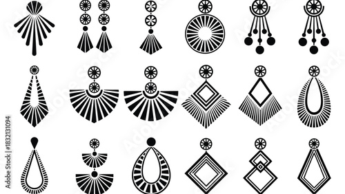 Geometric earring designs vector art jewelry fashion elements