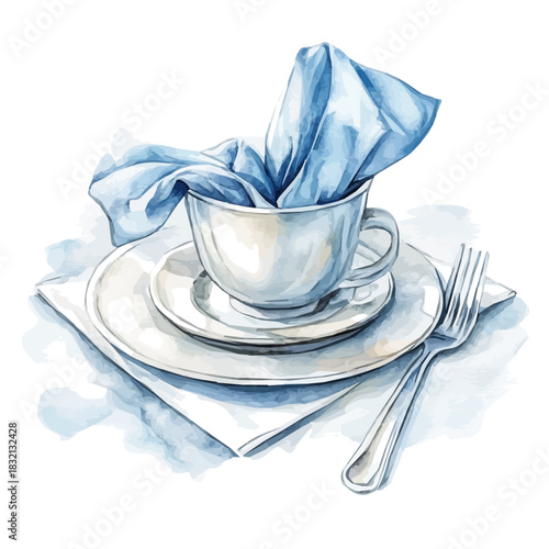 An Elegant fabric table napkin painting design collection, Hand-painted watercolor style, vectorized, vector set available in EPS, Simple design, EPS format set