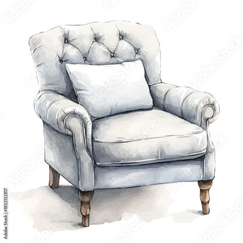 An Elegant fabric armchair cushion painting design collection, Hand-painted watercolor style, vectorized, vector set available in EPS, Simple design, EPS format set