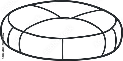 A round cushion or pillow in minimalist black outline vector style, ideal for interior design and home decor projects