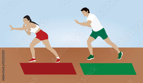 Male and female person exercises. vector	