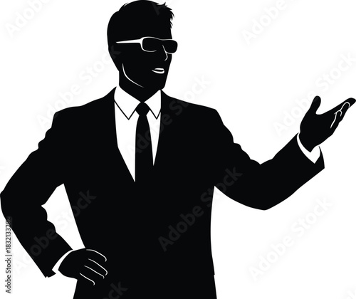 Silhouette of a businessman gesturing