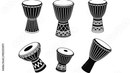 Isolated djembe drum vector illustration musical instrument art