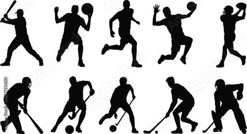 Dynamic Sports Silhouettes of Athletes in Action on White Background figure