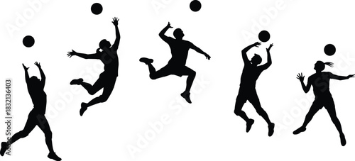 Collection of diverse male and female runners in various dynamic action poses, illustrating fitness, active lifestyle, competitive sports training, and healthy outdoor exercise