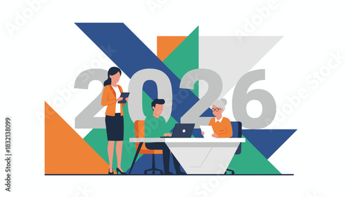 Corporate team planning for 2026 success Future business growth concept