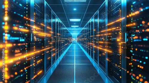 Wallpaper Mural futuristic, data center room , digital information video Torontodigital.ca