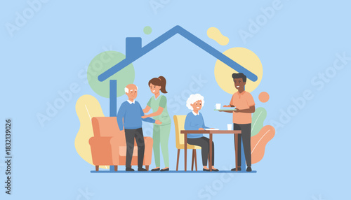 Caregivers assist seniors in assisted living or home care promoting comfort and wellness