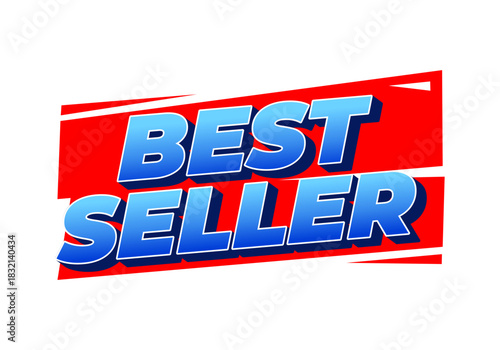 A vibrant graphic design featuring the text best seller in bold, blue letters on a red background, i
