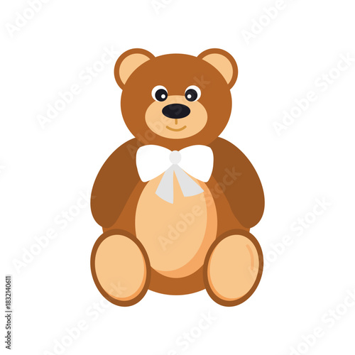 Cute Teddy Bear with Bow Vector Illustration, perfect for children s products, baby shower designs, toys branding, posters, invitations, stickers and educational materials.