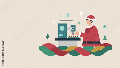Santa Claus uses automation technology to rate products in the modern holiday workshop