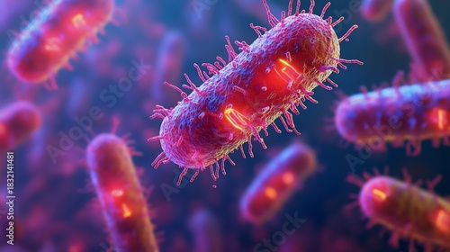 Microscopic Perspective   Vibrant Bacterial Cells Revealed under Scientific Examination