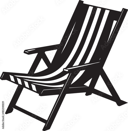 Two wooden beach deck chairs isolated on a white background for summer vacation and relaxation