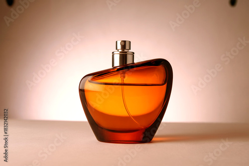 Elegant Amber Perfume Bottle with Modern Curved Design