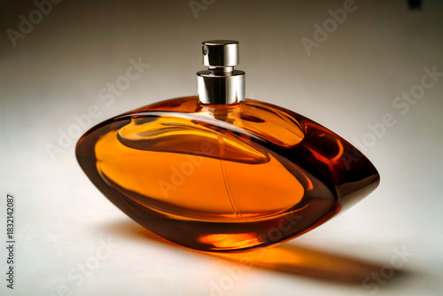 Luxury Amber Perfume Bottle with Modern Sculpted Design