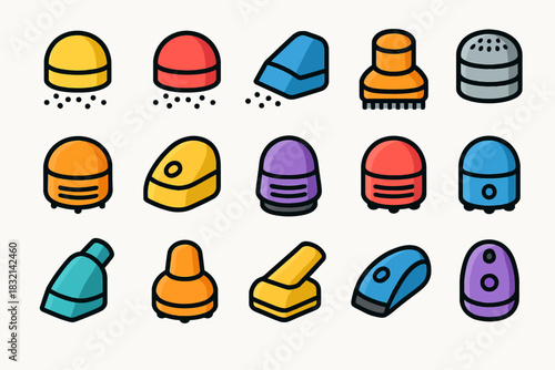 Colorful cartoon robotic vacuum cleaners collection