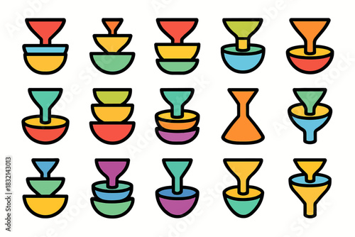 Colorful geometric shapes in vector art style