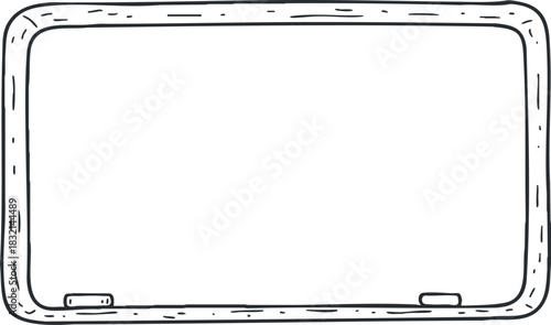 A blank rectangular frame with a hand-drawn outline in minimalist vector style, suitable for creative projects and presentations
